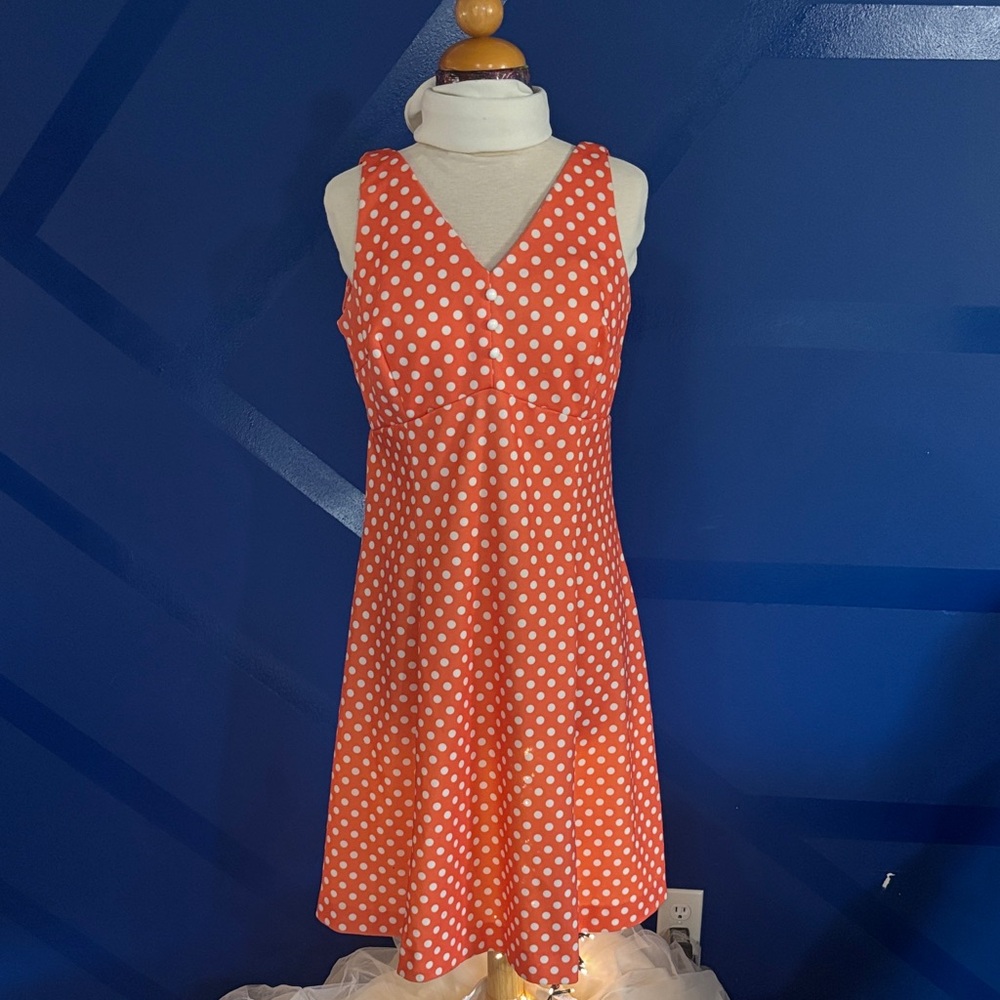 Chic Orange Polka Dot Midi Dress